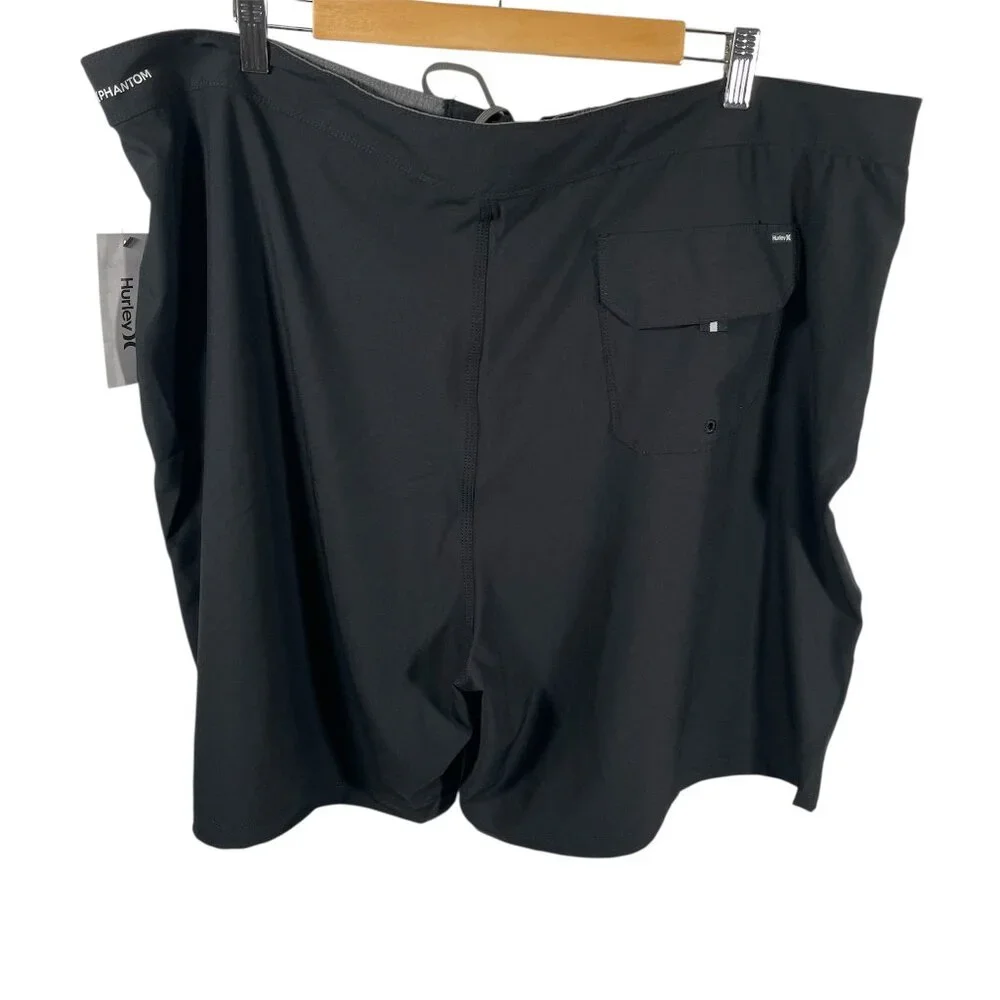New Hurley Phantom Oao Solid Bermuda Trunks Shorts Mens Size 44 Black Swim NWT